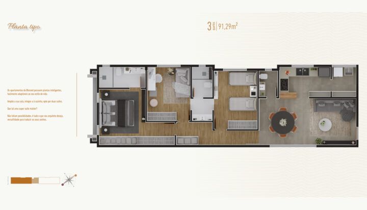 Blessed Serra 3 Quartos - ConUp Construtora